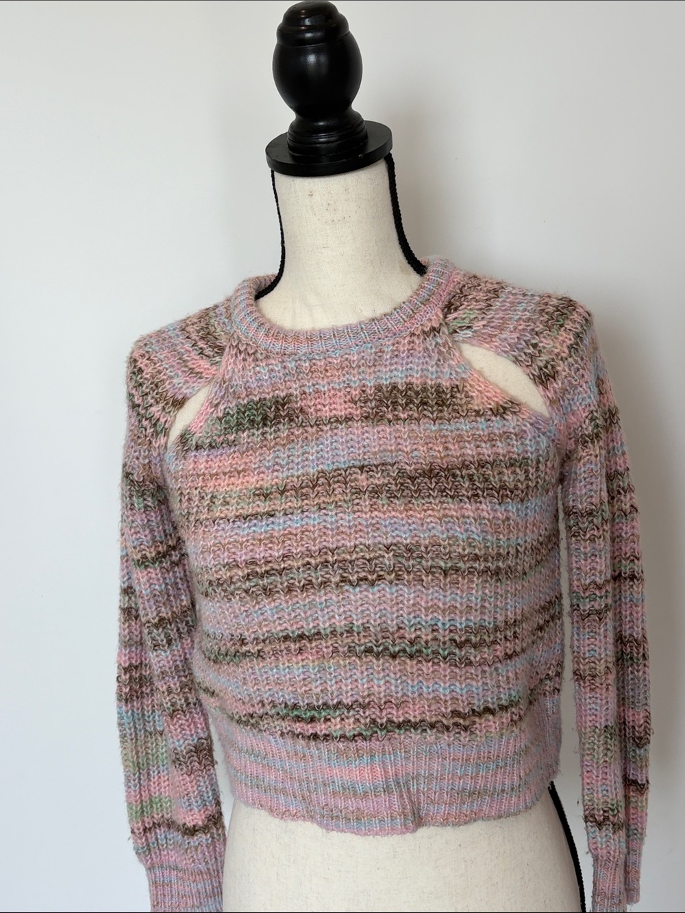 Design History Pastel Striped Crewneck Sweater - Pink, Blue & Brown